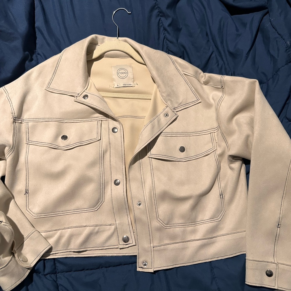 Stoosh Beige Jacket with Button Accents